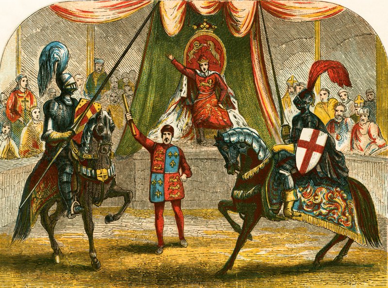Riccardo II ferma il combattimento tra i duchi di Norfolk e Hereford da English School