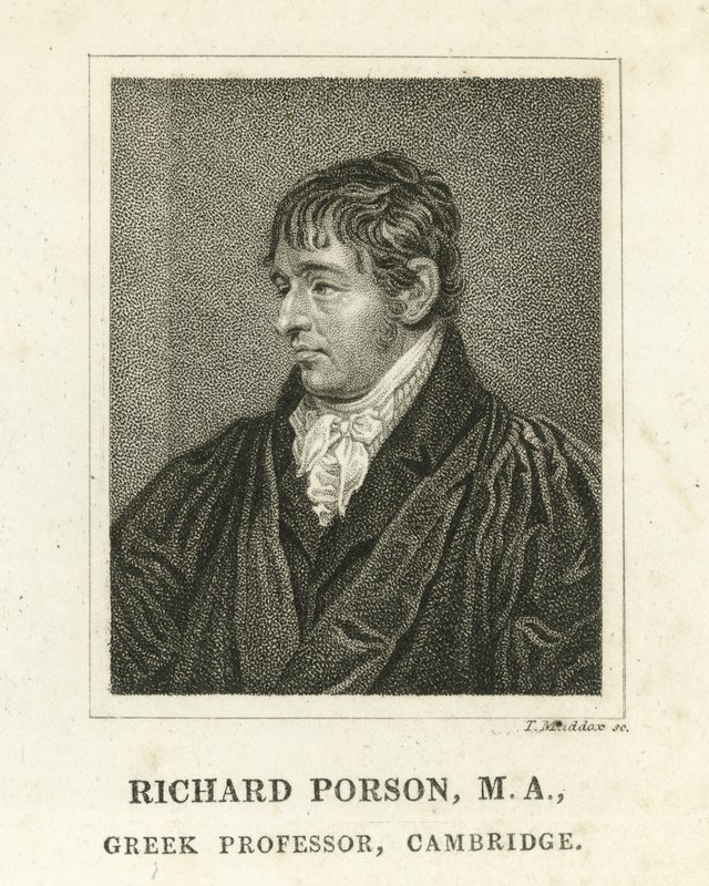 Richard Porson, Professore di Greco, Cambridge (incisione) da English School