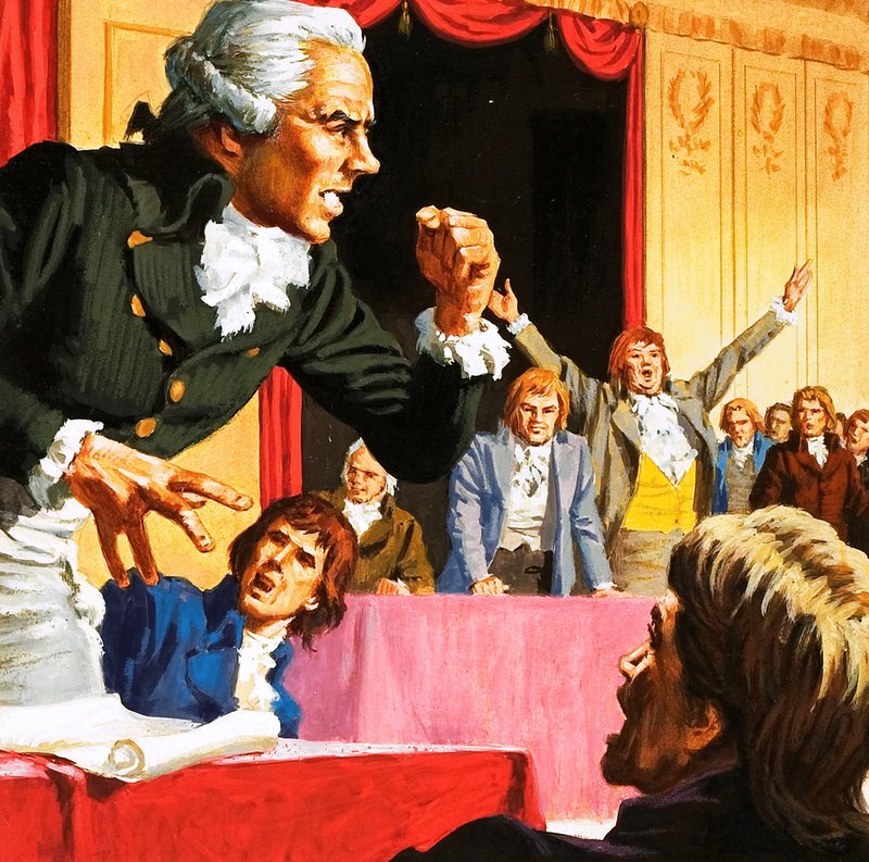 Robespierre che parla a nome del popolo affamato di Parigi da English School