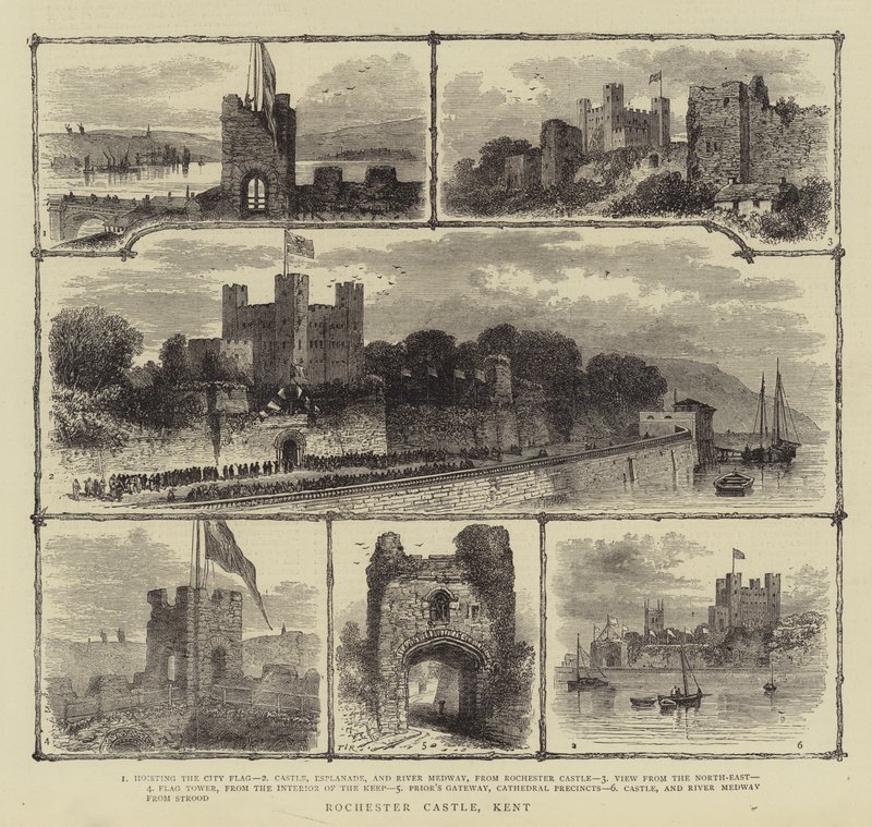 Castello di Rochester, Kent (incisione) da English School