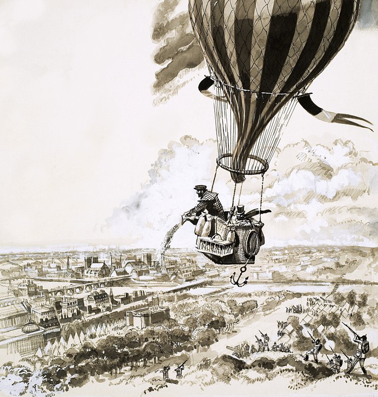 Rolier e Bezier inviati con un messaggio in mongolfiera durante la Prima Guerra Mondiale da English School
