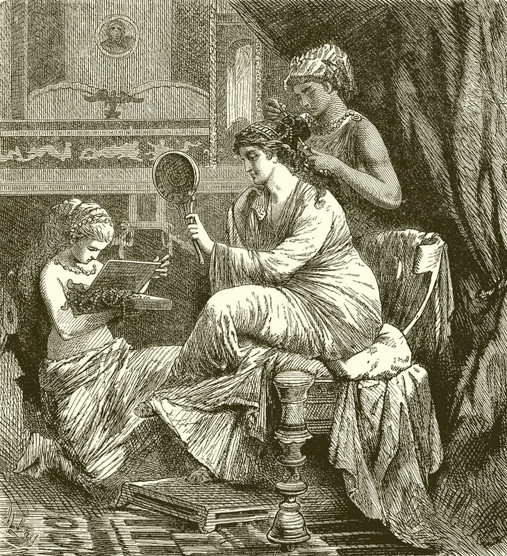 Signora romana alla sua toilette da English School