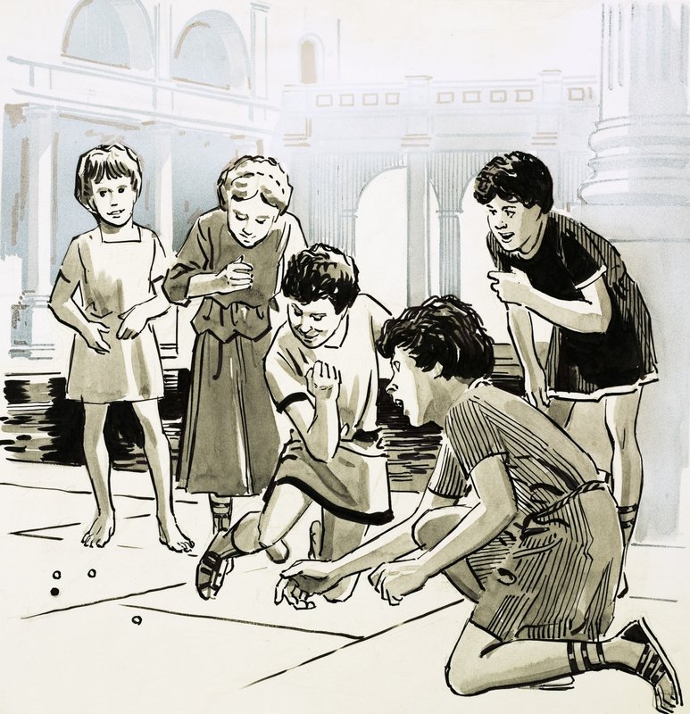 Bambini romani che giocano a biglie da English School