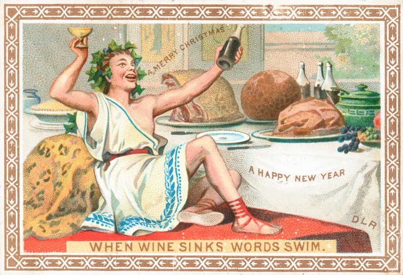 Romano che gode di vino e festa di Natale da English School