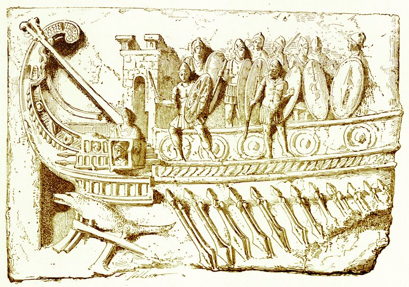 Galea romana, illustrazione da History of Rome di Victor Duruy, pubblicato nel 1884 da English School