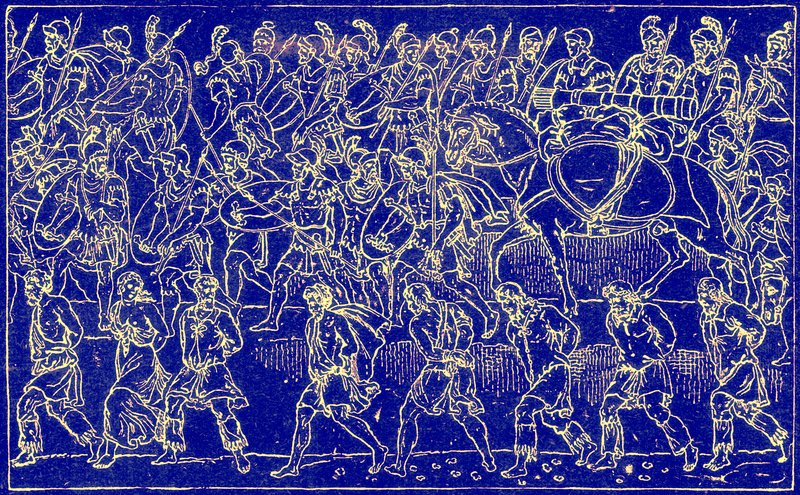 Soldati romani e prigionieri barbari, illustrazione da The Illustrated History of the World, pubblicato c.1880 da English School