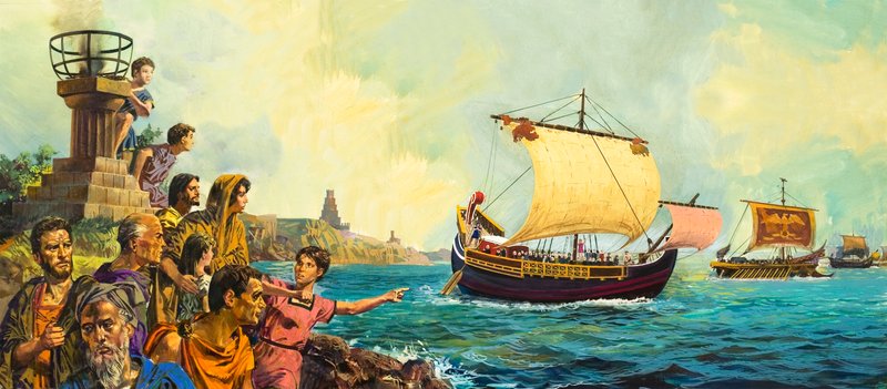 I soldati romani lasciano la Britannia a bordo di una nave da English School