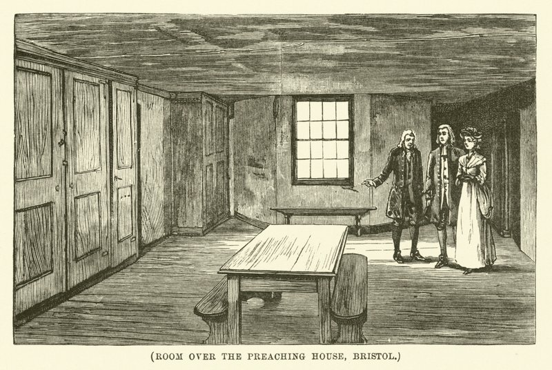 Sala sopra la casa dei predicatori, Bristol (incisione) da English School