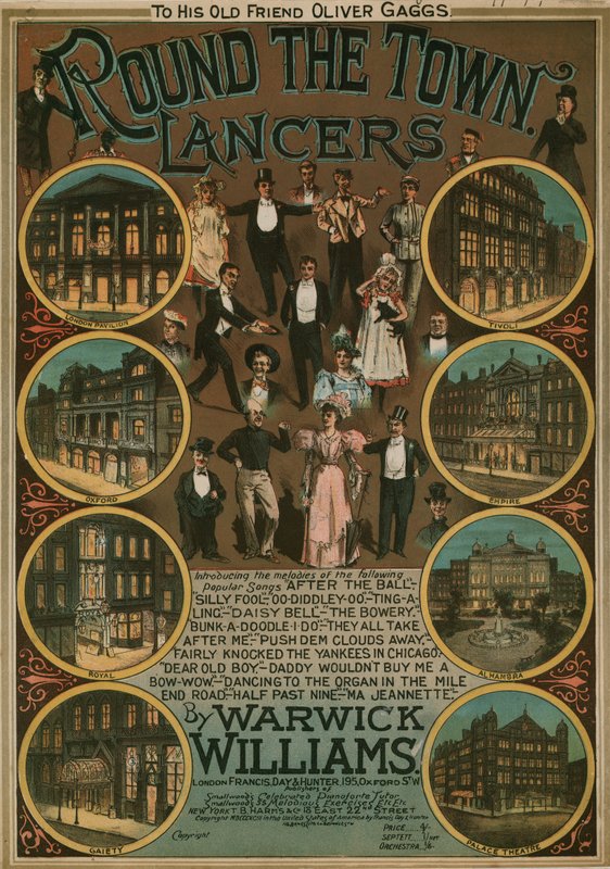 Round the Town Lancers di Warwick Williams; spartito musicale da English School