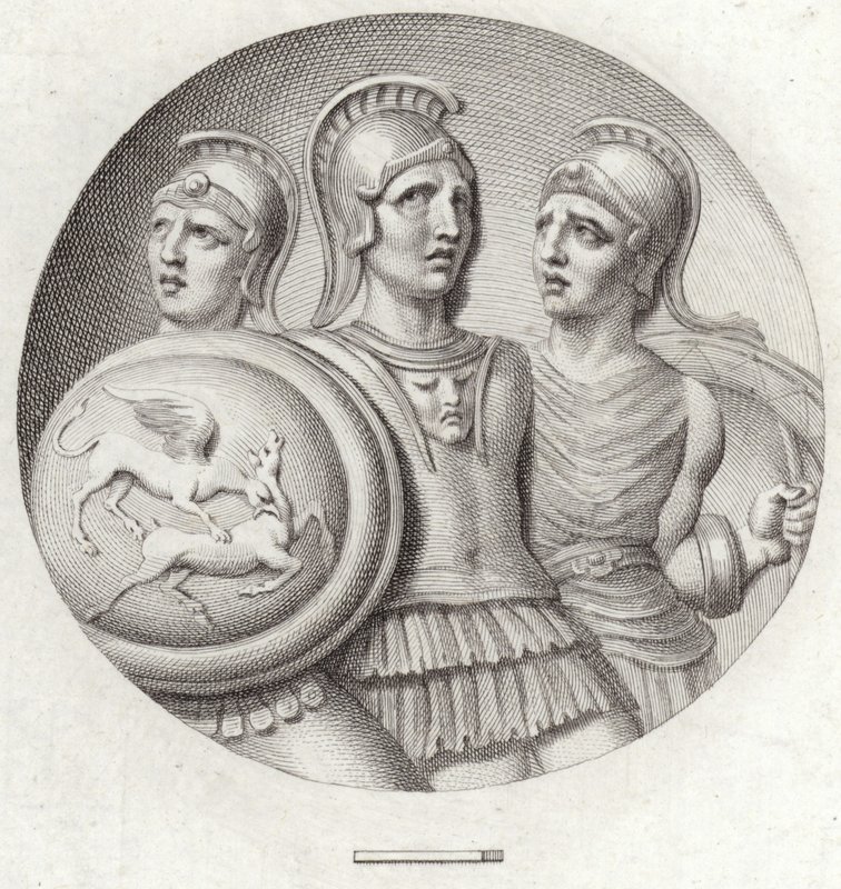 Medaglione raffigurante tre soldati romani da English School