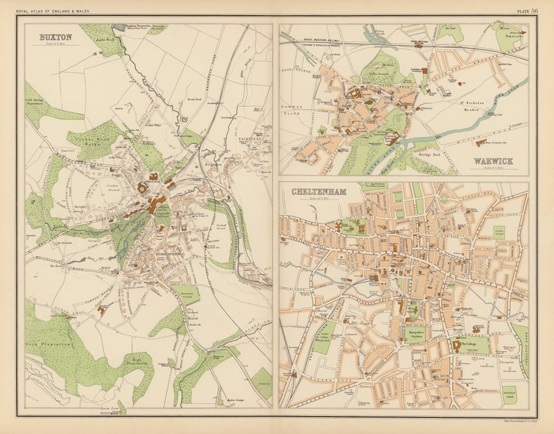Atlante Reale, c 1900: Buxton; Warwick; Cheltenham da English School
