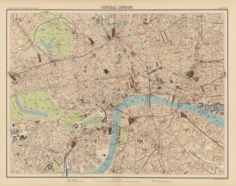 Atlante reale, c. 1900: Londra centrale da English School