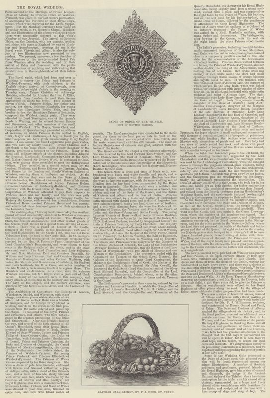 Matrimonio reale del principe Leopoldo e della principessa Helena (incisione) da English School