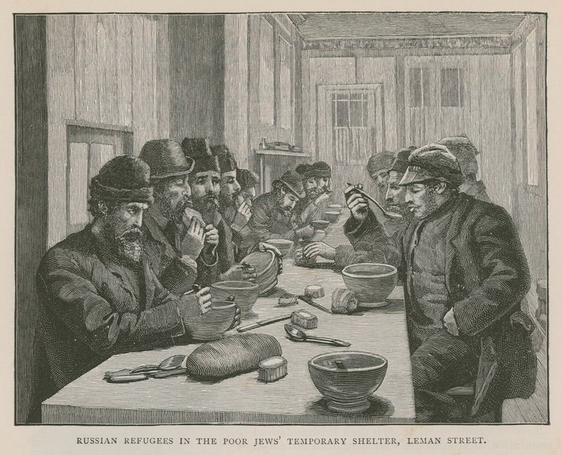Rifugiati russi nel Rifugio Temporaneo per Poveri Ebrei, Leman Street, Londra da English School