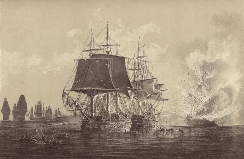 Nave russa Vsevolod distrutta alla presenza della flotta russa dopo l