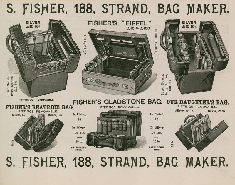 S Fisher, 188 Strand, produttore di borse da English School