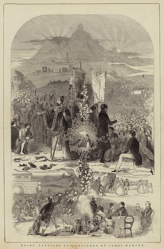 Giorno di San Patrizio, disegnato da James Mahony (incisione) da English School