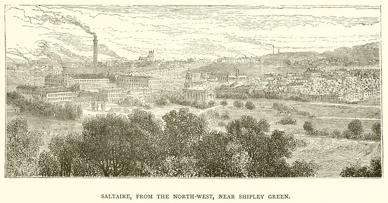 Saltaire, da nord-ovest, vicino a Shipley Green da English School