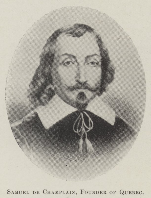 Samuel de Champlain, fondatore del Quebec (litografia) da English School