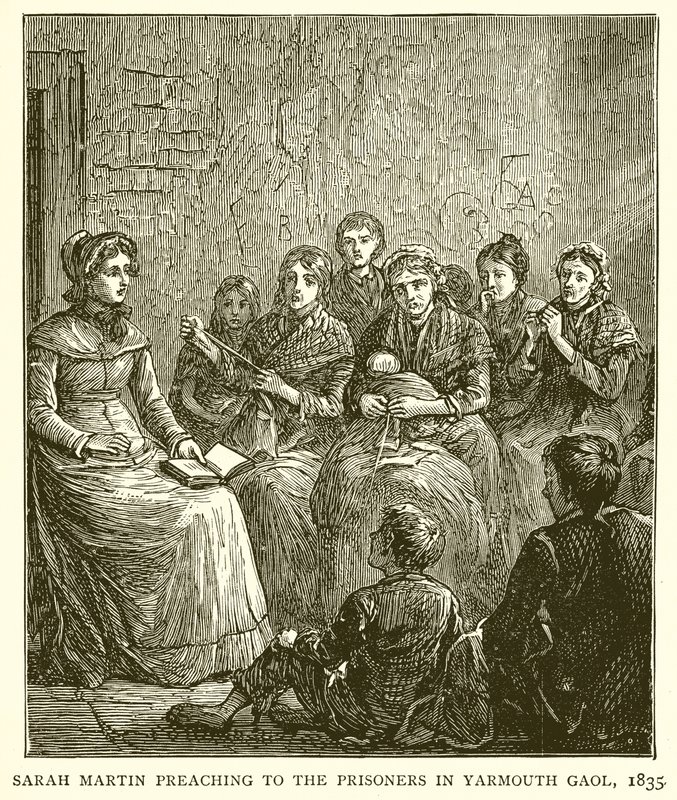 Sarah Martin predica ai prigionieri nel carcere di Yarmouth, 1835 da English School