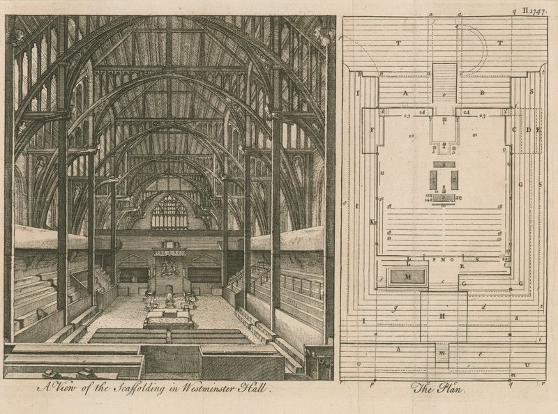Impalcature nella Westminster Hall da English School