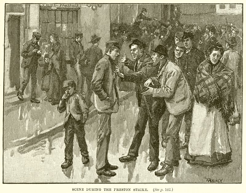 Scena durante lo sciopero di Preston da English School