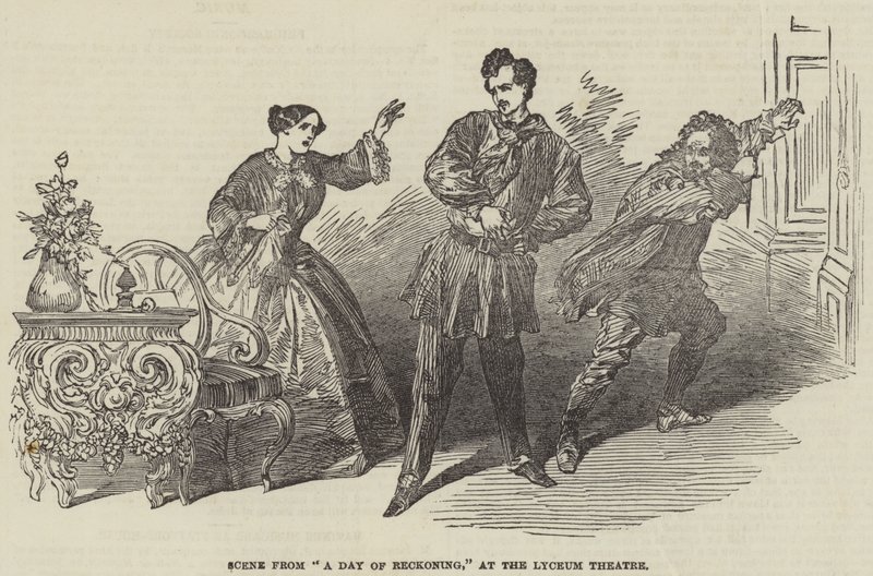 Scena da "Un Giorno di Giudizio," al Lyceum Theatre (incisione) da English School