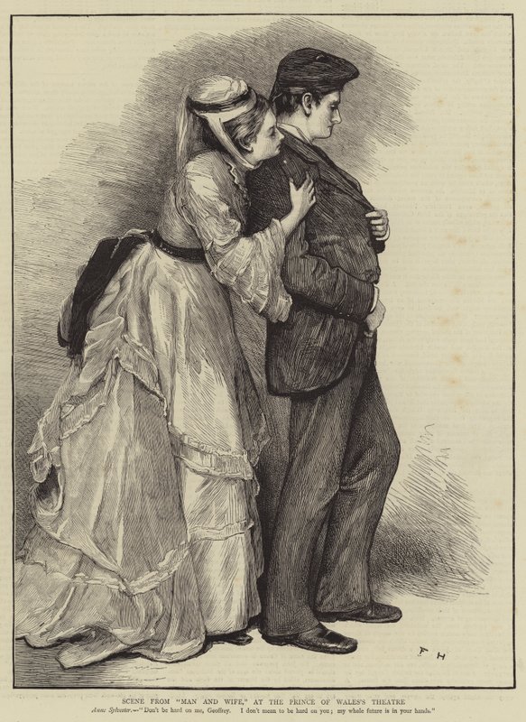 Scena da "Man and Wife," al Teatro del Principe di Galles da English School