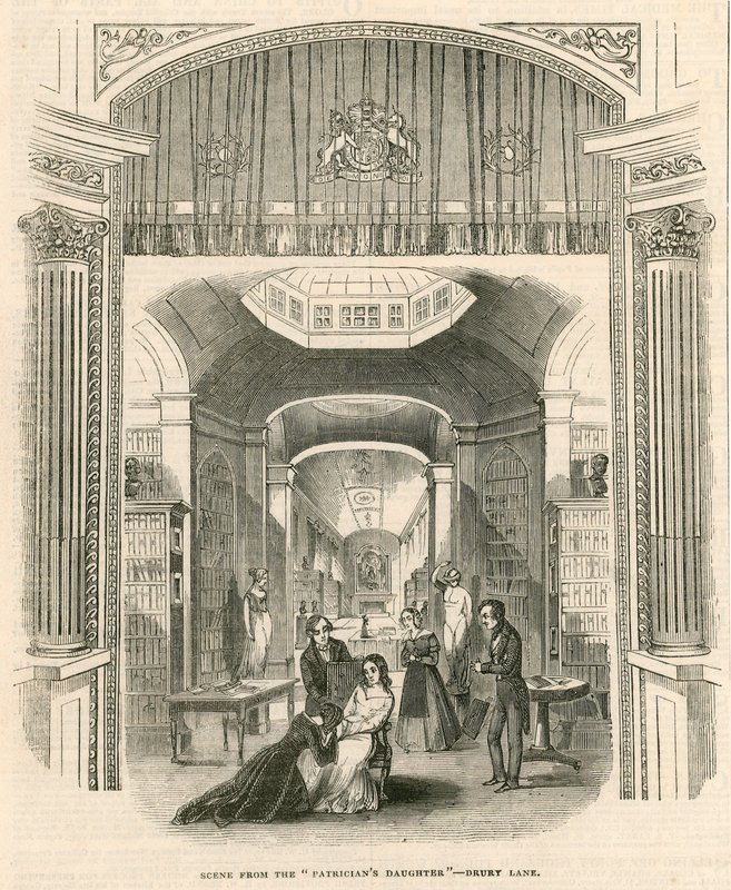 Scena della commedia La Figlia dei Patrizi, Teatro Drury Lane, Londra da English School