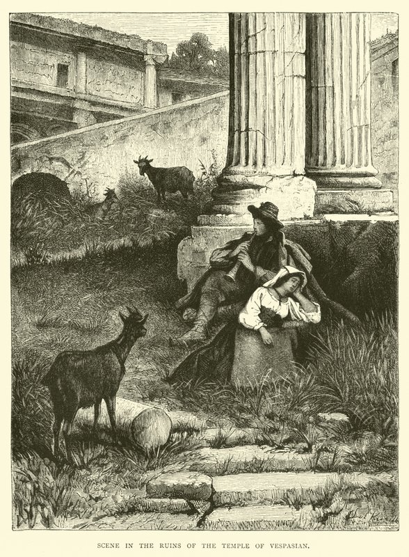 Scena nelle rovine del Tempio di Vespasiano da English School