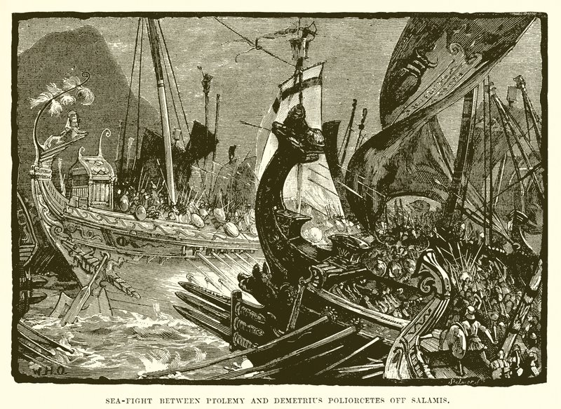 Battaglia navale tra Tolomeo e Demetrio Poliorcete al largo di Salamina da English School