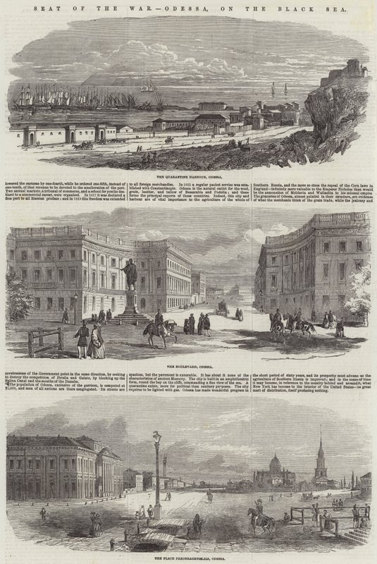 Sede della guerra, Odessa, sul Mar Nero (incisione) da English School
