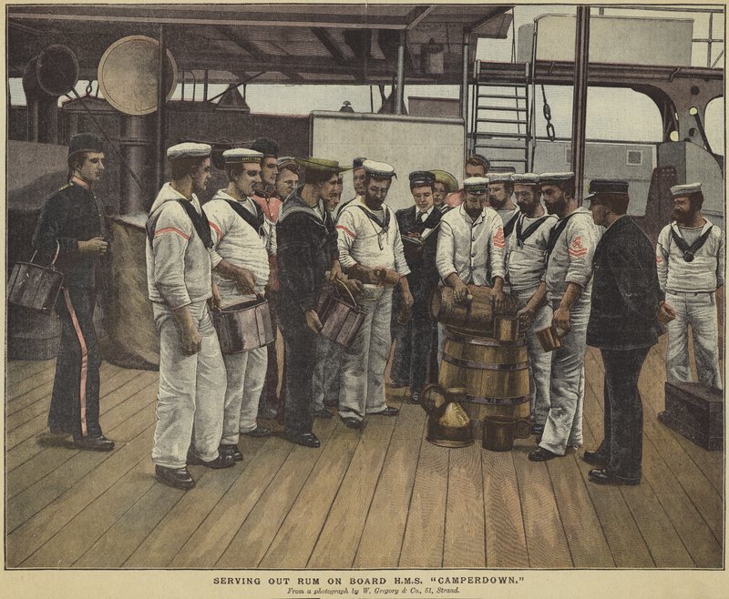 Distribuzione del rum a bordo della HMS Camperdown da English School