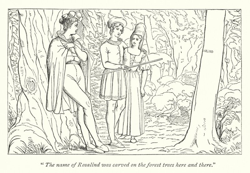 Come vi piace di Shakespeare; Orlando vede Rosalinda travestita da Ganimede (incisione) da English School