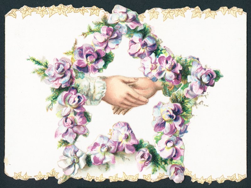 Stretta di mano dentro una stella di fiori da English School