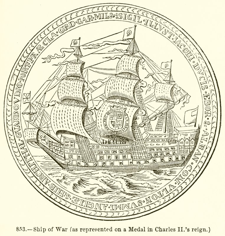 Nave da guerra (come rappresentata su una medaglia nel regno di Carlo II) da English School