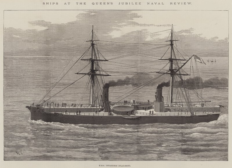 Navi alla Rassegna Navale del Giubileo della Regina (incisione) da English School