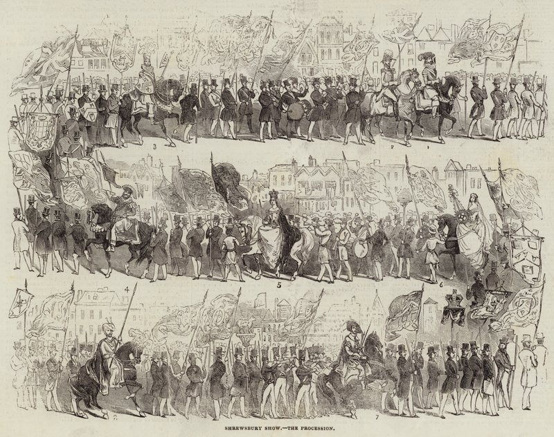 Mostra di Shrewsbury, la processione (incisione) da English School