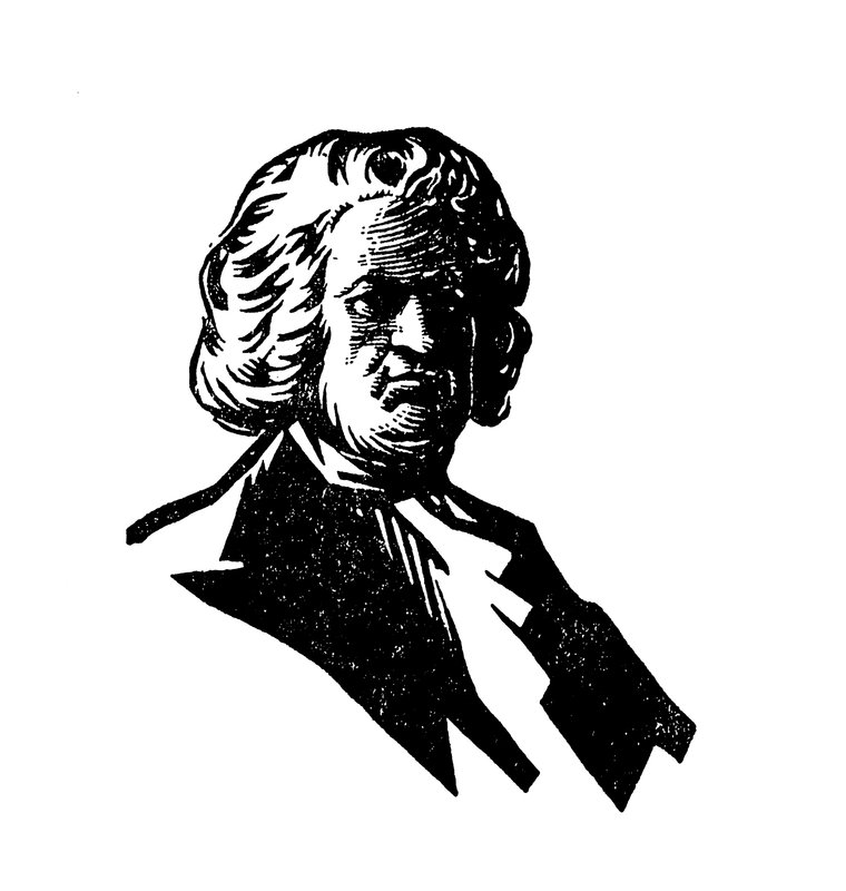 Ritratto in silhouette di Johann Sebastian Bach da English School