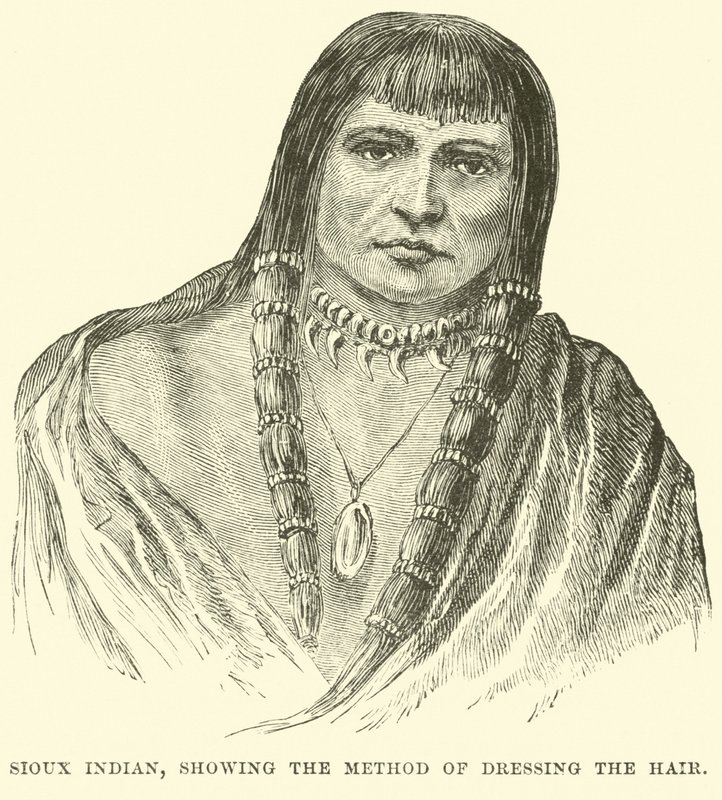 Indiano Sioux, che mostra il metodo di acconciatura dei capelli da English School