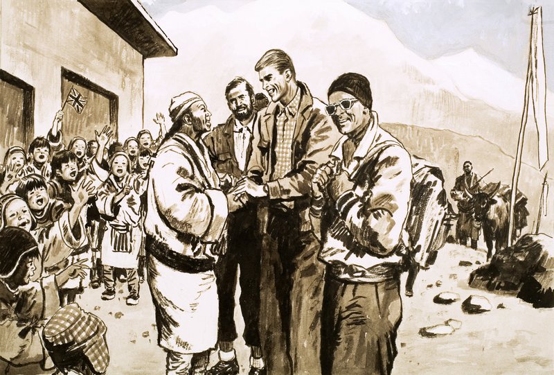 Sir Edmund Hillary rivisita il Nepal nel 1963 da English School