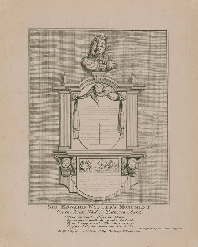 Monumento di Sir Edward Wynter, sulla Parete Sud nella Chiesa di Battersea da English School