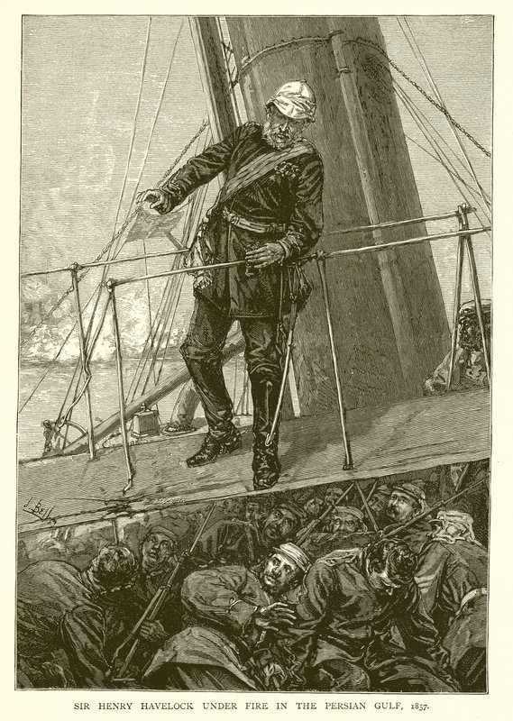 Sir Henry Havelock sotto il fuoco nel Golfo Persico, 1857 da English School