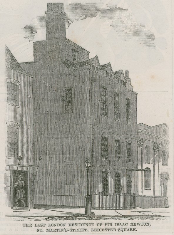 Casa di Sir Isaac Newton, St Martins Street, Leicester Square, Londra da English School