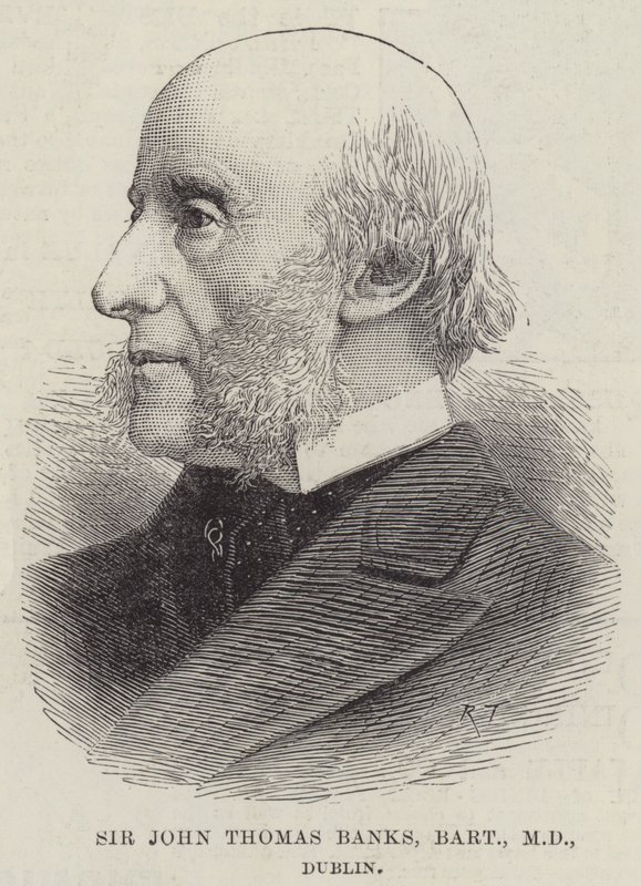 Sir John Thomas Banks, Barone, MD, Dublino (incisione) da English School