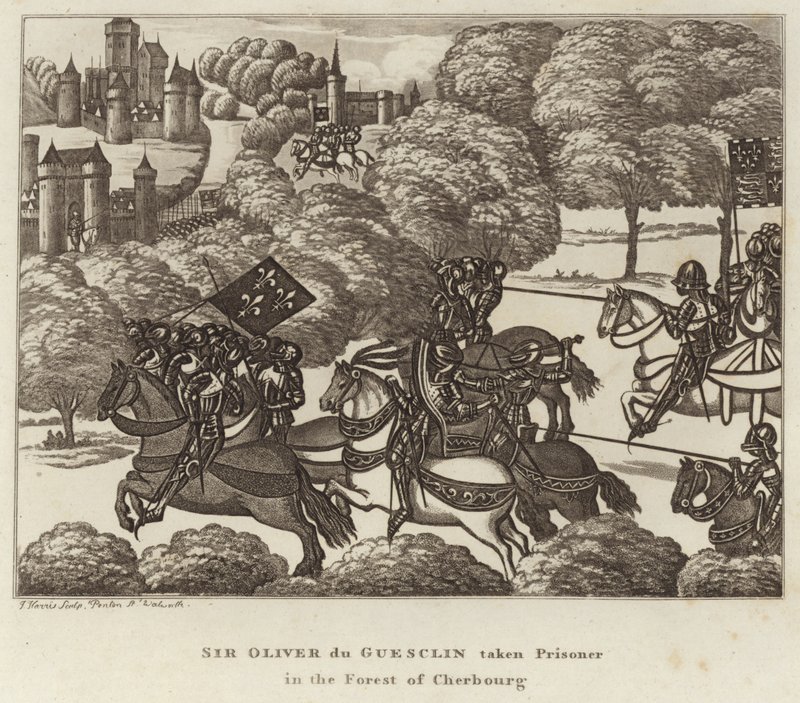 Sir Oliver du Guesclin fatto prigioniero nella foresta di Cherbourg da English School