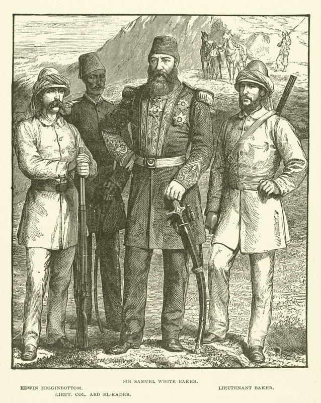 Sir Samuel White Baker, Edwin Higginbottom, Tenente Baker, Tenente Colonnello Abd El-Kader (incisione) da English School
