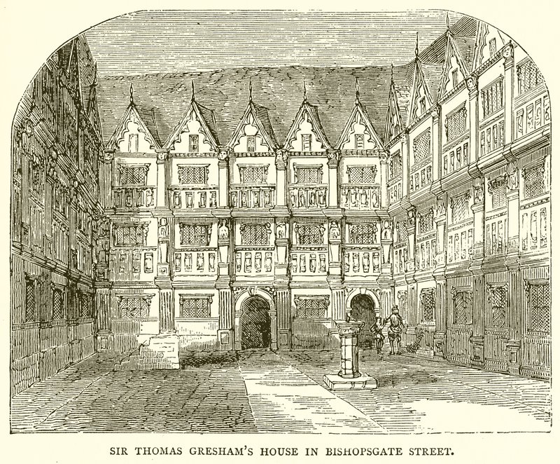 La casa di Sir Thomas Gresham in Bishopsgate Street da English School
