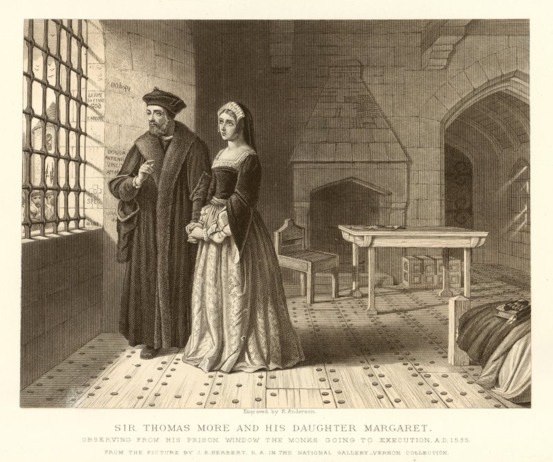 Sir Thomas More e sua figlia Margaret da English School