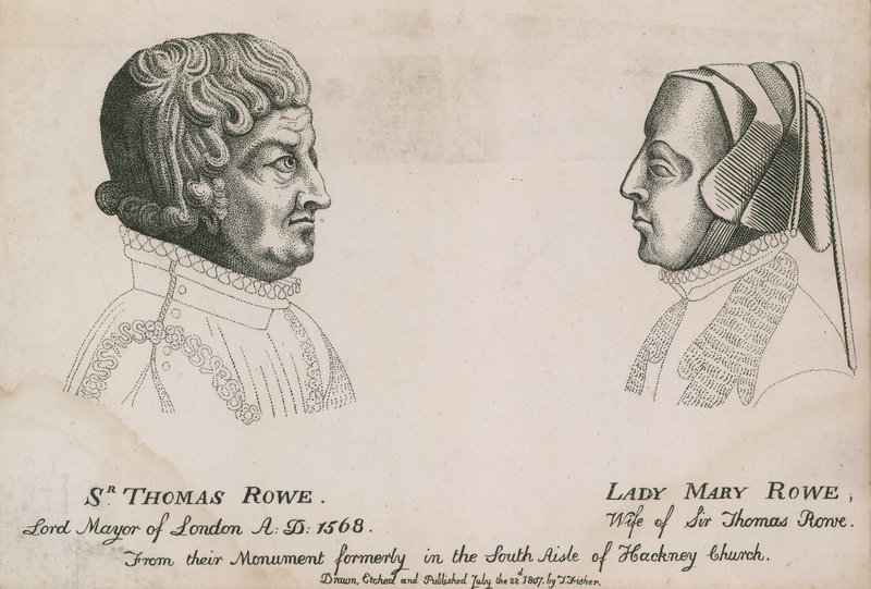 Sir Thomas Rowe, sindaco di Londra 1568, e Lady Mary Rowe da English School
